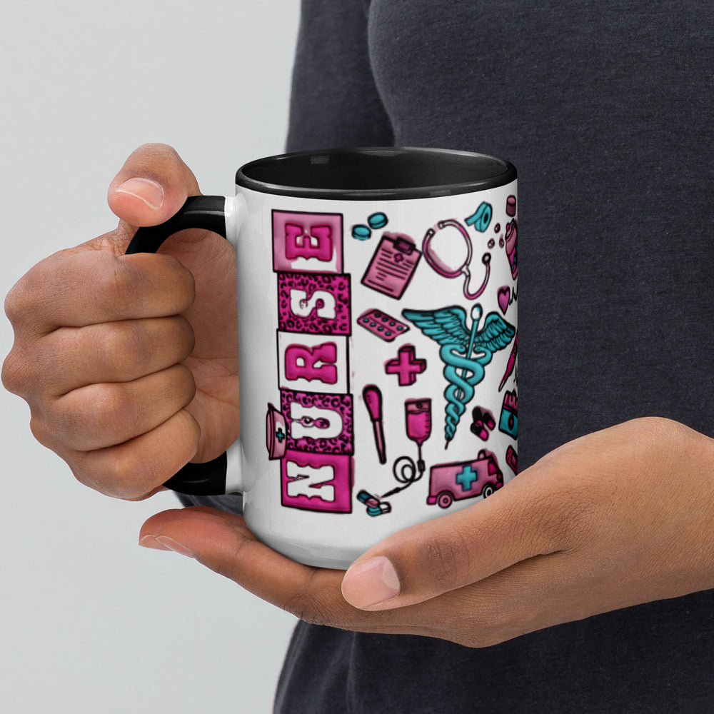 Nurse Pink Print 15oz - Mug with Color Inside